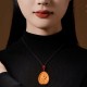 Peach Wood Cinnabar Zodiac Om Mani Padme Hum Necklace Peach Wood Cinnabar Zodiac Om Mani Padme Hum Necklace