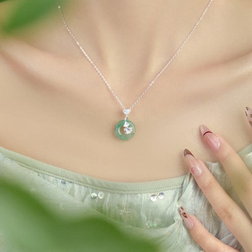 Hetian Jade Ginkgo Peace Buckle Prosperity Necklace Pendant