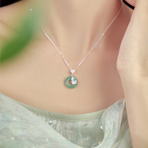 Hetian Jade Ginkgo Peace Buckle Prosperity Necklace Pendant