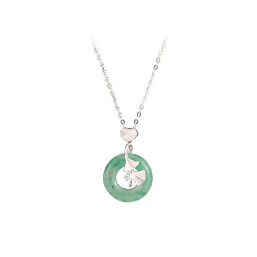 Hetian Jade Ginkgo Peace Buckle Prosperity Necklace Pendant