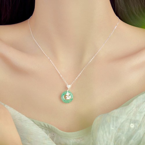 Hetian Jade Ginkgo Peace Buckle Prosperity Necklace Pendant