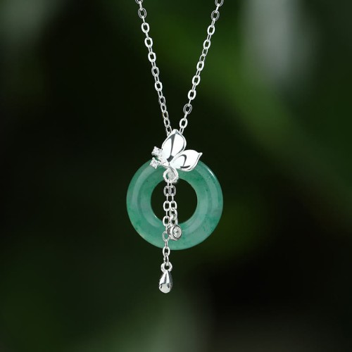 925 Silver Jade Butterfly Peace Necklace 925 Silver Jade Butterfly Peace Necklace