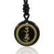 Swastika Vajra Protection Mantra Black Obsidian Pendant
