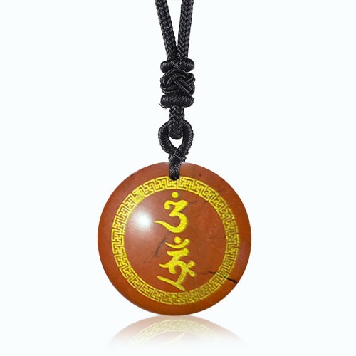 Swastika Vajra Protection Mantra Black Obsidian Pendant