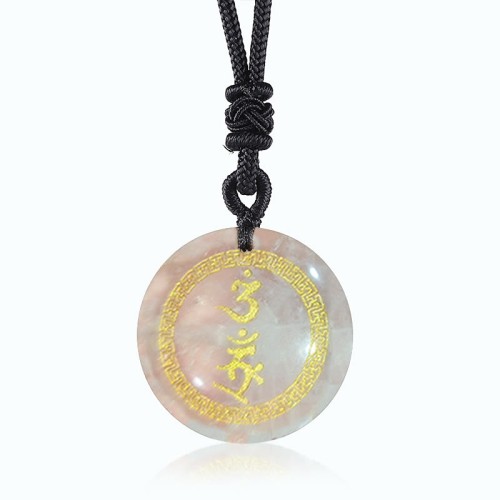 Swastika Vajra Protection Mantra Black Obsidian Pendant