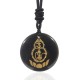 Gourd Lotus Vajra Protection Mantra Black Obsidian Pendant Gourd Lotus Vajra Protection Mantra Black Obsidian Pendant