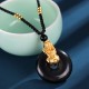 Black Onyx PiXiu Fortune Necklace with White Agate Black Onyx PiXiu Fortune Necklace with White Agate