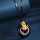 Black Onyx PiXiu Fortune Necklace with White Agate Black Onyx PiXiu Fortune Necklace with White Agate