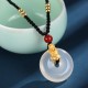 Black Onyx PiXiu Fortune Necklace with White Agate Black Onyx PiXiu Fortune Necklace with White Agate