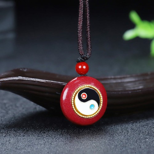 Cinnabar Yin Yang Blessing Braided Necklace Cinnabar Yin Yang Blessing Braided Necklace