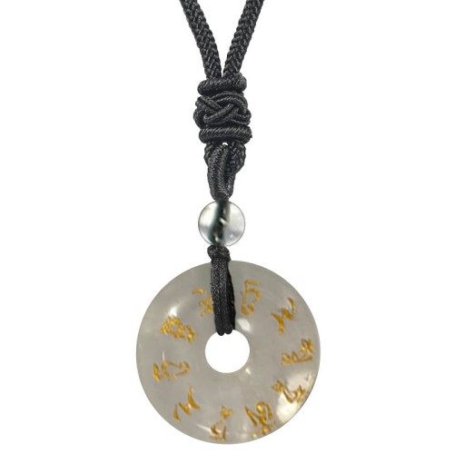 Green Tara Mantra Crystal Black Obsidian Fulfilment Pendant Green Tara Mantra Crystal Black Obsidian Fulfilment Pendant