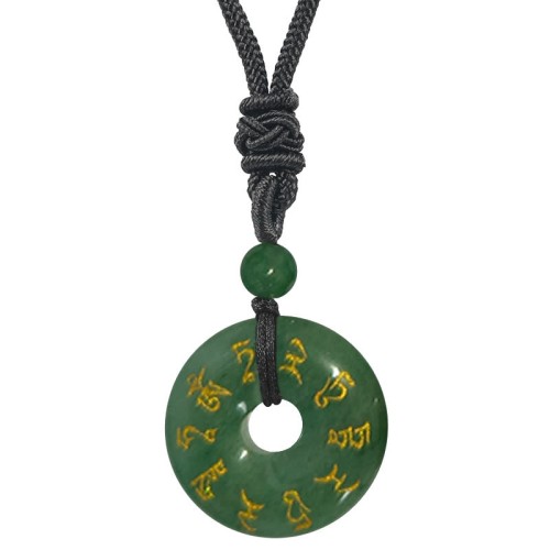 Green Tara Mantra Crystal Black Obsidian Fulfilment Pendant Green Tara Mantra Crystal Black Obsidian Fulfilment Pendant