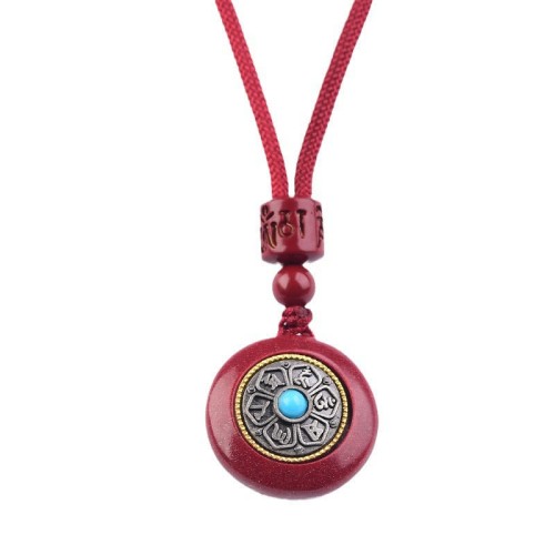 Cinnabar Six True Words 'Om Mani Padme Hum' Blessing Necklace Cinnabar Six True Words 'Om Mani Padme Hum' Blessing Necklace