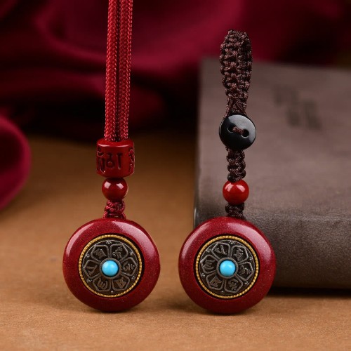 Cinnabar Six True Words 'Om Mani Padme Hum' Blessing Necklace Cinnabar Six True Words 'Om Mani Padme Hum' Blessing Necklace