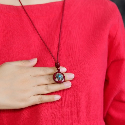 Cinnabar Six True Words 'Om Mani Padme Hum' Blessing Necklace Cinnabar Six True Words 'Om Mani Padme Hum' Blessing Necklace