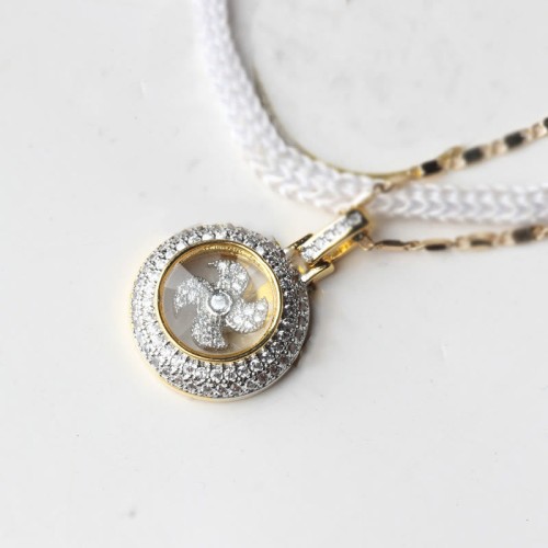 Gold Plated Brass Windmill Fu Balance Pendant