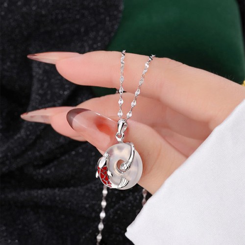 Chalcedony Peace Buckle Koi Snake Year Necklace Chalcedony Peace Buckle Koi Snake Year Necklace