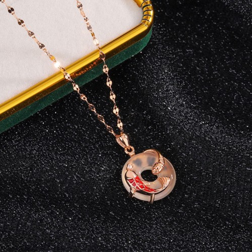Chalcedony Peace Buckle Koi Snake Year Necklace Chalcedony Peace Buckle Koi Snake Year Necklace
