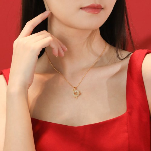 Hetian Jade Snake Year Peace Buckle Luck Necklace Hetian Jade Snake Year Peace Buckle Luck Necklace