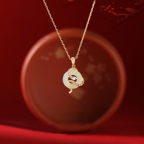 Hetian Jade Snake Year Peace Buckle Luck Necklace Hetian Jade Snake Year Peace Buckle Luck Necklace