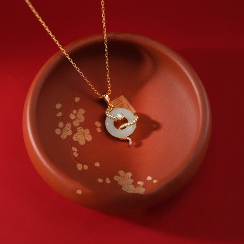 Hetian Jade Snake Year Peace Buckle Luck Necklace Hetian Jade Snake Year Peace Buckle Luck Necklace