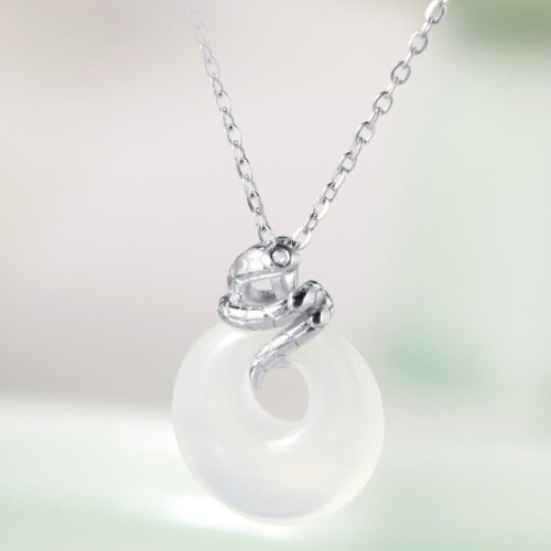 Chalcedony Peace Buckle Snake Year Positive Pendant Chalcedony Peace Buckle Snake Year Positive Pendant