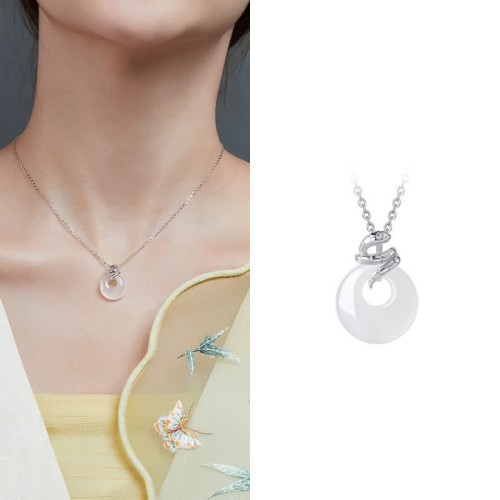 Chalcedony Peace Buckle Snake Year Positive Pendant Chalcedony Peace Buckle Snake Year Positive Pendant