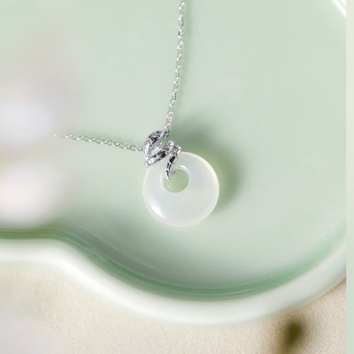 Chalcedony Peace Buckle Snake Year Positive Pendant Chalcedony Peace Buckle Snake Year Positive Pendant