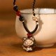 Silver Sheen Obsidian Nine Tailed Fox Protection Pendant