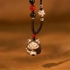 Silver Sheen Obsidian Nine Tailed Fox Protection Pendant