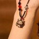 Silver Sheen Obsidian Nine Tailed Fox Protection Pendant