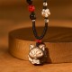 Silver Sheen Obsidian Nine Tailed Fox Protection Pendant