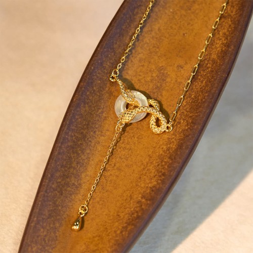 Chalcedony Fu Character Snake Harmony Pendant