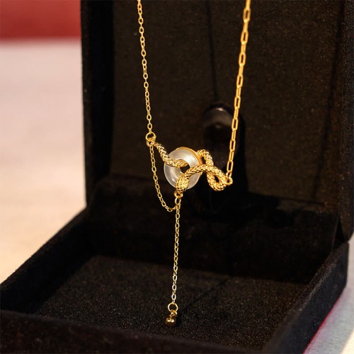 Chalcedony Fu Character Snake Harmony Pendant