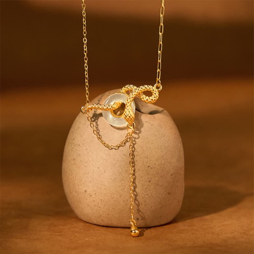 Chalcedony Fu Character Snake Harmony Pendant