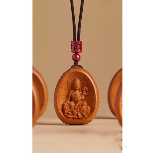 Peach Wood Cinnabar Zodiac Om Mani Padme Hum Necklace Peach Wood Cinnabar Zodiac Om Mani Padme Hum Necklace
