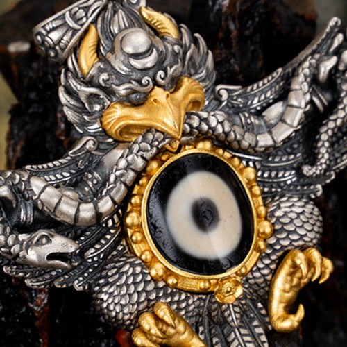 925 Silver Tibet Garuda Dzi Bead Protection Necklace 925 Silver Tibet Garuda Dzi Bead Protection Necklace