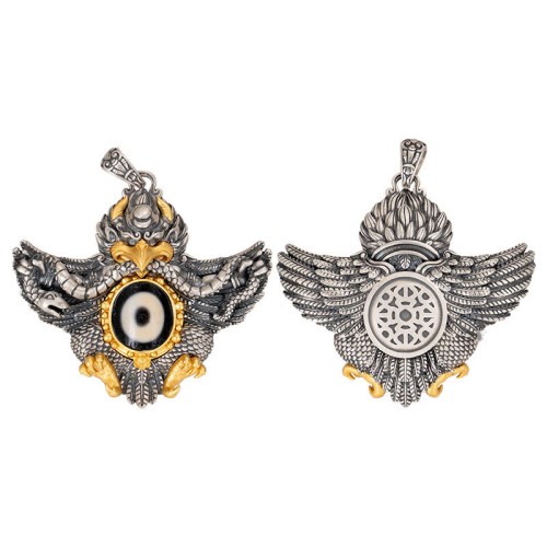 925 Silver Tibet Garuda Dzi Bead Protection Necklace 925 Silver Tibet Garuda Dzi Bead Protection Necklace