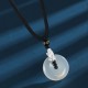 White Agate Sterling Silver Pi Xiu Six True Words Necklace Pendant