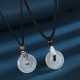 White Agate Sterling Silver Pi Xiu Six True Words Necklace Pendant
