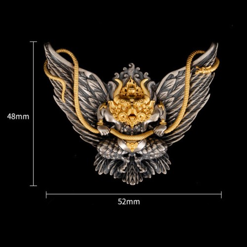 Sterling Silver Tibetan Garuda Wisdom Necklace Pendant