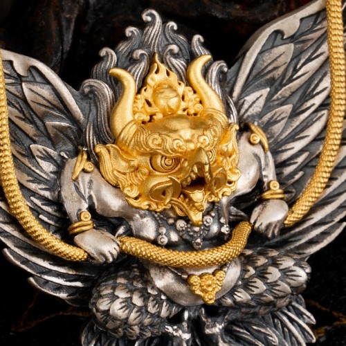 Sterling Silver Tibetan Garuda Wisdom Necklace Pendant