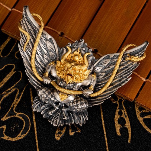 Sterling Silver Tibetan Garuda Wisdom Necklace Pendant