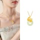 Hetian Jade Sterling Silver Peach Blossom Pendant Necklace