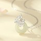 Hetian Jade Sterling Silver Peach Blossom Pendant Necklace
