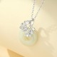 Hetian Jade Sterling Silver Peach Blossom Pendant Necklace
