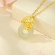 Hetian Jade Sterling Silver Peach Blossom Pendant Necklace