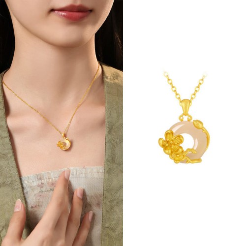 Chalcedony 925 Silver Peace Buckle Flowers Necklace Chalcedony 925 Silver Peace Buckle Flowers Necklace