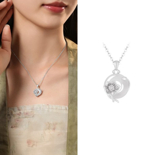 Chalcedony 925 Silver Peace Buckle Flowers Necklace Chalcedony 925 Silver Peace Buckle Flowers Necklace