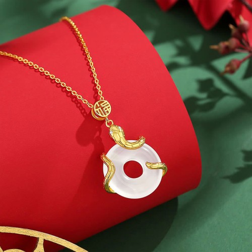 Chalcedony Fu Character Snake Luck Pendant Chalcedony Fu Character Snake Luck Pendant